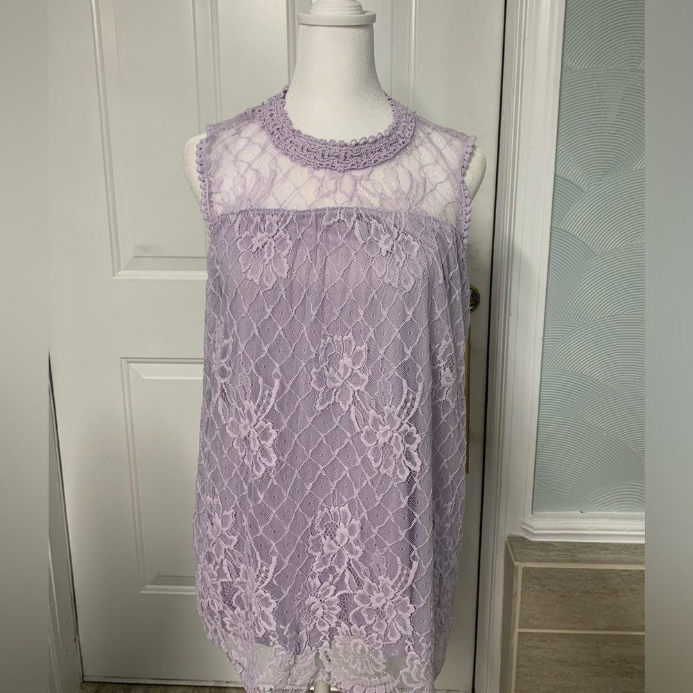 Lavender Ultra Pink Lace Blouse Sz L